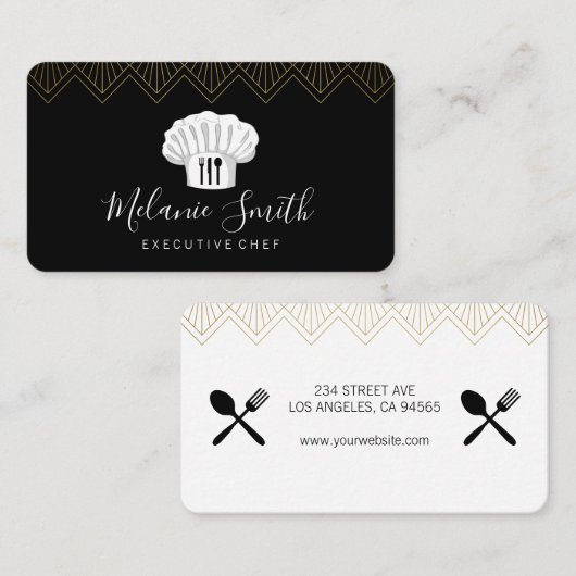 Culinaire kunsten Art Deco Trim Visitekaartje (Voorkant / Achterkant)