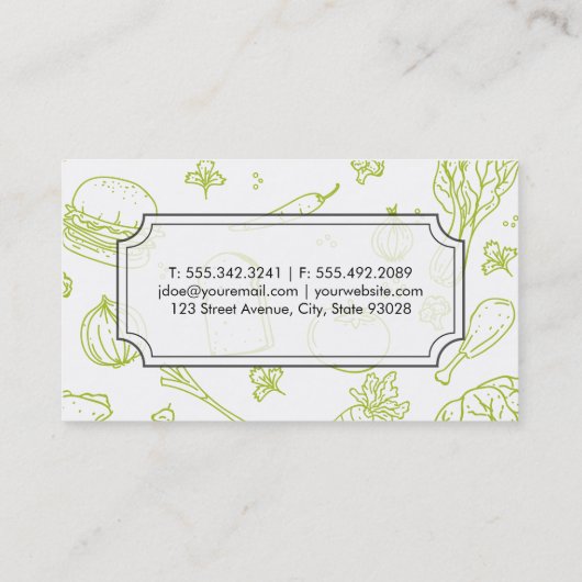 Culinaire Kunsten | Chef | Icons voor levensmiddel Visitekaartje (Achterkant)