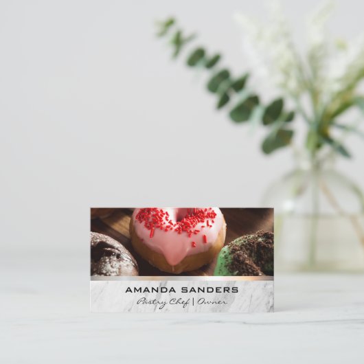 Culinaire Kunsten | Donuts Achtergrond Visitekaartje (Staand voorkant)