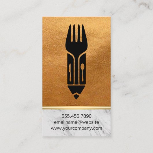 Culinaire Logo | Leder | Marmer Visitekaartje (Achterkant)