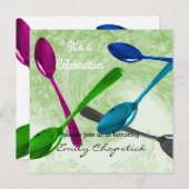 Culinaire Moderne Spoons Uitnodiging tot feestvier (Voorkant / Achterkant)