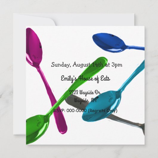 Culinaire Moderne Spoons Uitnodiging tot feestvier (Achterkant)