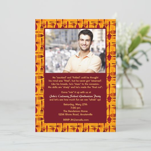 Culinaire School Foto Afstuderen Uitnodiging (Staand voorkant)