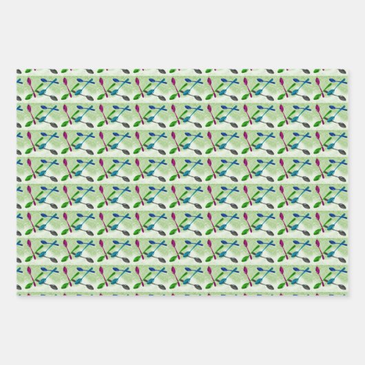 Culinaire vorken en Spoons die papierbladen overvu Inpakpapier Vel (Voorkant 3)