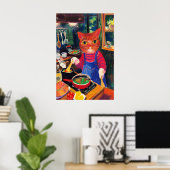Culinary Cat Art Print Whimsical Kitchen Wall (Thuiskantoor)