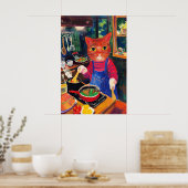 Culinary Cat Art Print Whimsical Kitchen Wall (Keuken)