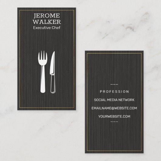 Culinary Logo | Zwarte Textuur Visitekaartje (Voorkant / Achterkant)