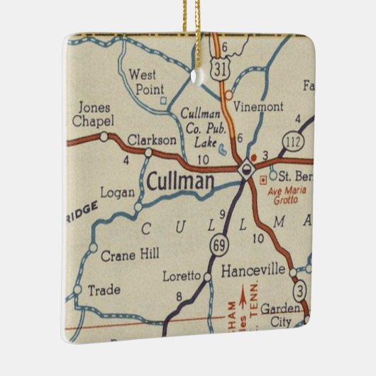 Cullman AL Map Keramisch Ornament (Rechts)