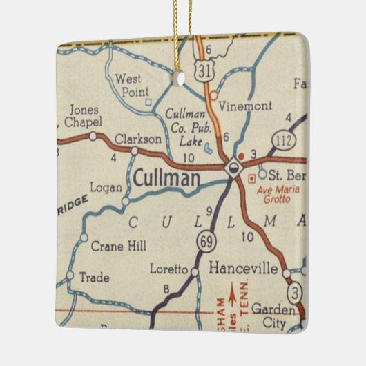 Cullman AL Map Keramisch Ornament (Links)