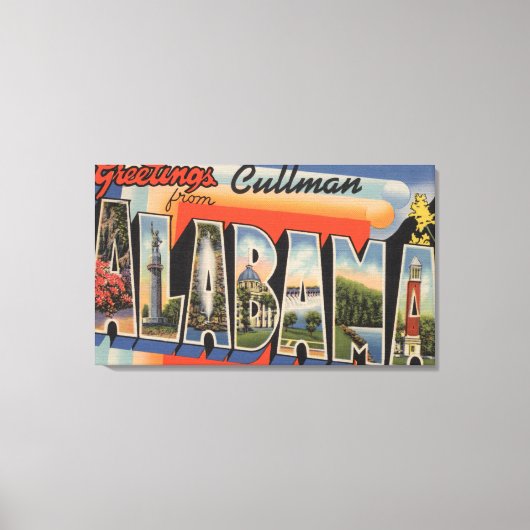 Cullman, Alabama - Grote lettertjes Canvas Afdruk (Voorkant)