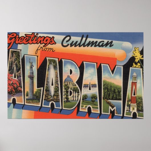 Cullman, Alabama - Grote lettertjes Poster (Voorkant)