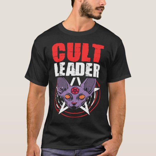 Cult Leader Cat Satanic Witchcraft Baphomet Occult T-shirt (Voorkant)