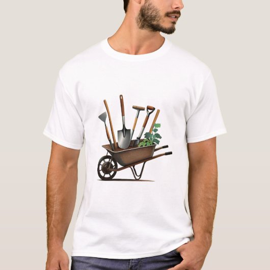 Cultivating Dreams: Rustic Wheelbarrow T-Shirt Coo (Voorkant)