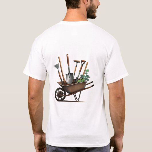 Cultivating Dreams: Rustic Wheelbarrow T-Shirt Coo (Achterkant)