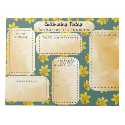 Cultivating Today Desk – Daily Intention Daffodil Notitieblok (Voorkant)