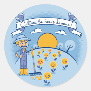 Cultiveer een goed humeur ronde sticker
