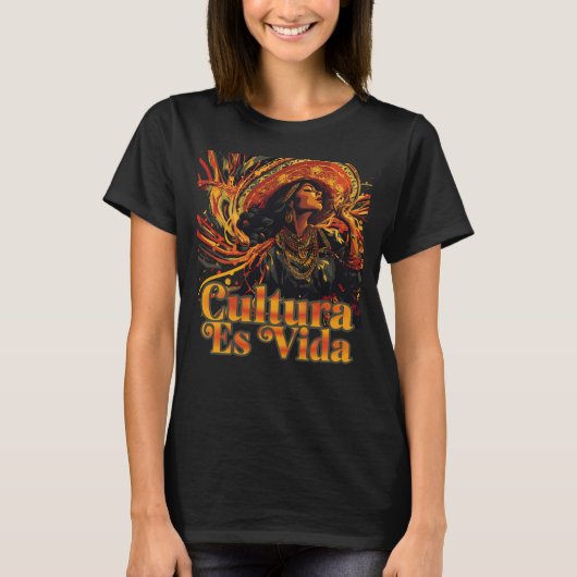 Cultura Es Vida, maand van het Spaanse erfgoed T-shirt (Voorkant)