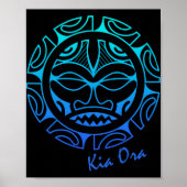 Culture Face Symbol Blue, Haka Kia Ora Dance New Z Poster (Voorkant)