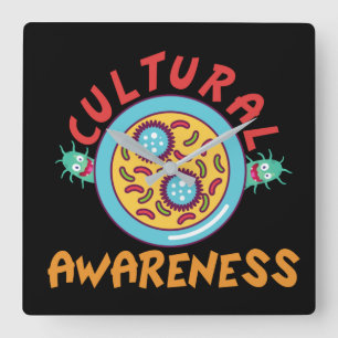 CULTUREEL BEWUSTZIJN - LABLIFE  VIERKANTE WANDKLok