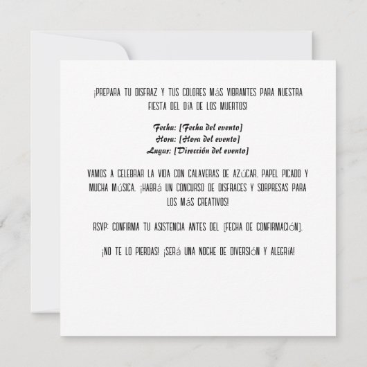 Culturele Dag van de Doden Kaart (Achterkant)