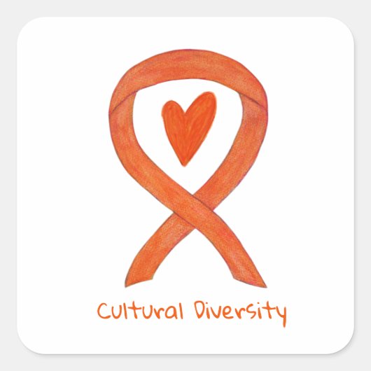 Culturele diversiteit Bewustmaking Koolstof Decent Vierkante Sticker (Voorkant)
