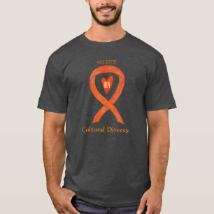 Culturele Diversiteit Oranje bewustzijns lint T-sh T-shirt