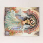 Culturele Elegantie: Indiase Dans Zijde Sari Legpuzzel (Horizontaal)