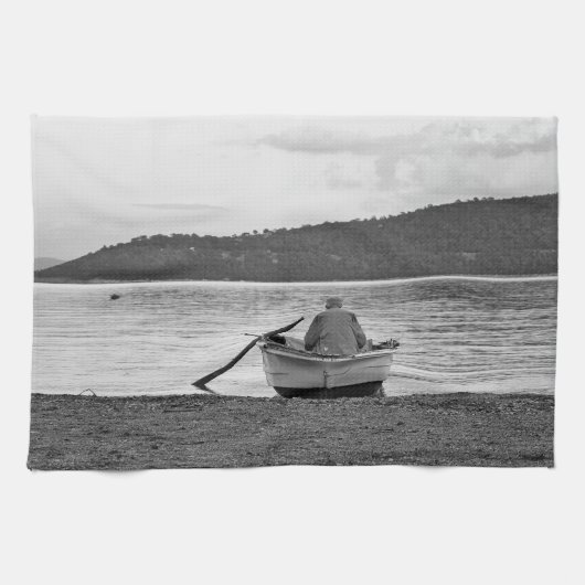 Culturele foto van de Egeïsche visser Theedoek (Horizontaal)