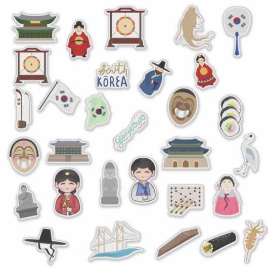 Culturele Schatten van Korea Stickersblad Sticker (Voorkant)