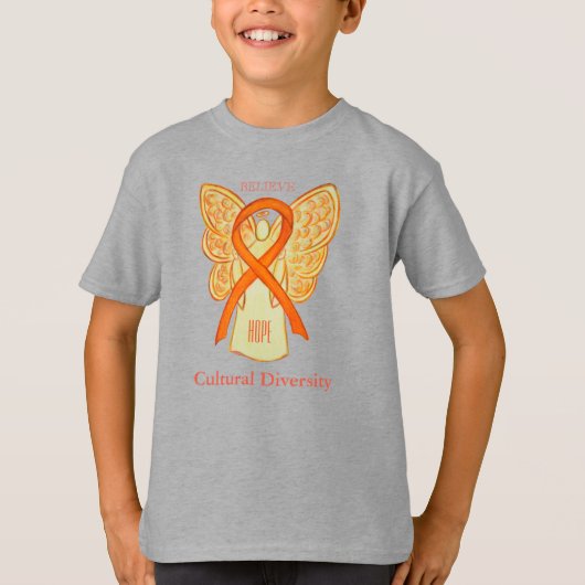 Culturele verscheidenheid Bewustmaking Oranje lint T-shirt (Voorkant)