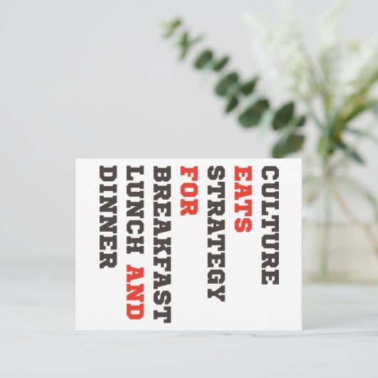 Cultuur eet strategie voor ontbijt, lunch en meer briefkaart (Staand voorkant)