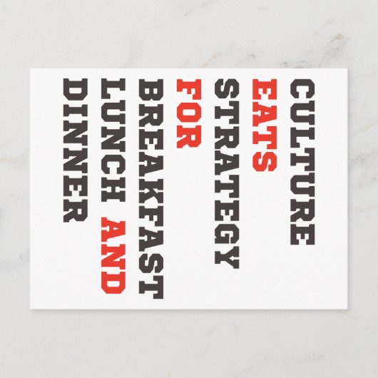 Cultuur eet strategie voor ontbijt, lunch en meer briefkaart (Voorkant)