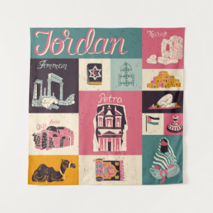 Cultuur en nationale kleur van Jordanië. Collectie Wandkleed