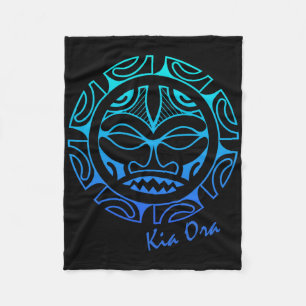 Cultuur Gezicht Symbool Blauw, Haka Kia Ora Dans N Fleece Deken
