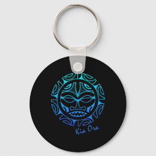 Cultuur Gezicht Symbool Blauw, Haka Kia Ora Dans N Sleutelhanger