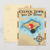 Culver Down Isle of Wight Engeland reisposter Briefkaart (Voorkant / Achterkant)
