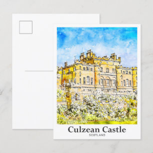 Culzean Castle Scotland Travel Waterverf Briefkaart