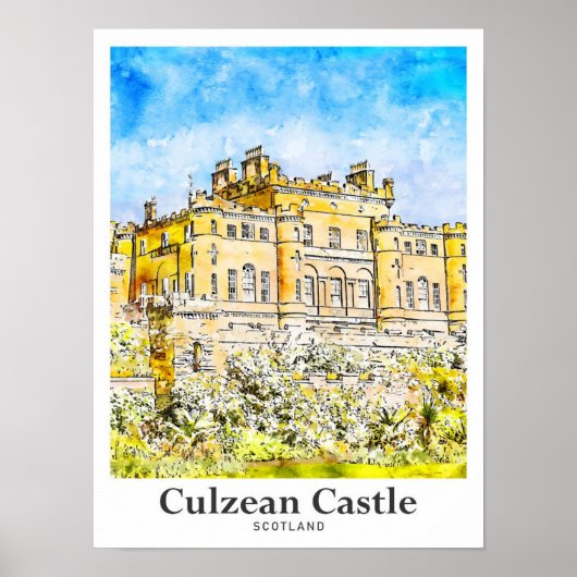 Culzean Castle Scotland Travel Waterverf Poster (Voorkant)