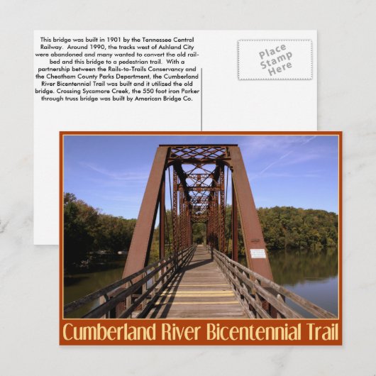 Cumberland Bicentennial Trail Bridge Briefkaart (Voorkant / Achterkant)