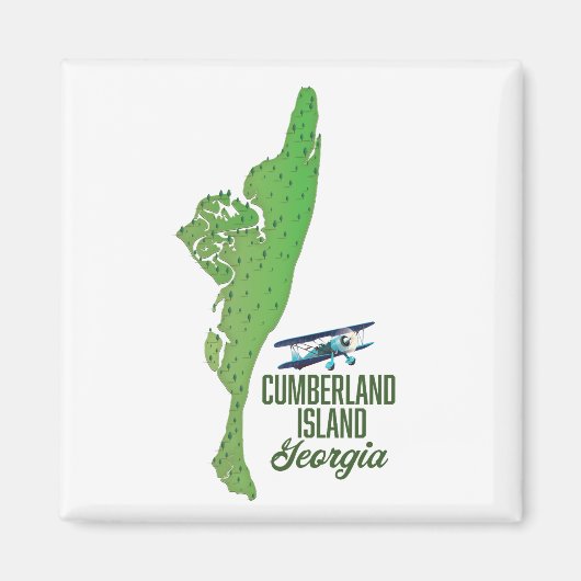 Cumberland eiland Georgia Kaart Magneet (Voorkant)