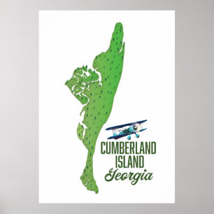 Cumberland eiland Georgia Kaart Poster