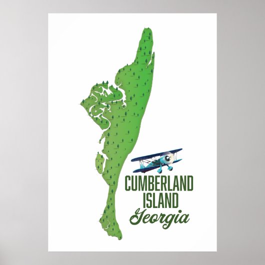 Cumberland eiland Georgia Kaart Poster (Voorkant)