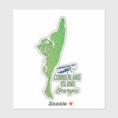 Cumberland eiland Georgia Kaart Sticker (Vel)