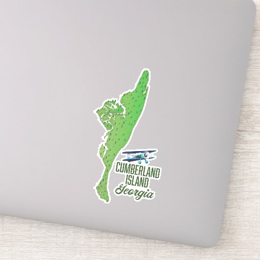 Cumberland eiland Georgia Kaart Sticker (Detail)