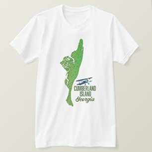 Cumberland eiland Georgia Kaart T-shirt
