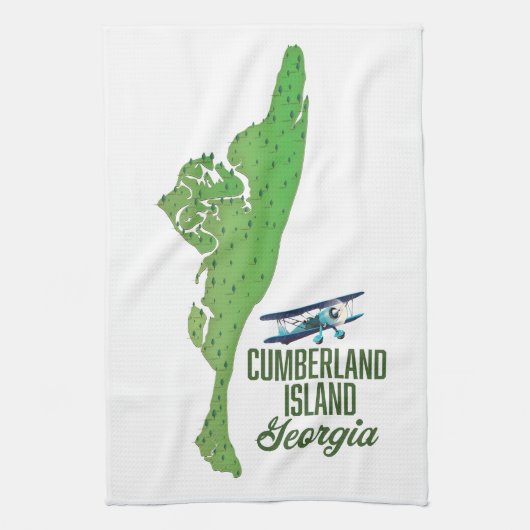 Cumberland eiland Georgia Kaart Theedoek (Verticaal)