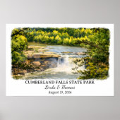 Cumberland Falls State Park Kentucky, Aquarel Poster (Voorkant)