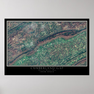 Cumberland Gap National Park Satellite Map Poster