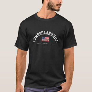 Cumberland Hill RI Retro American Flag USA City Na T-shirt