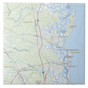 Cumberland Island Georgia Kust Kaart Mok Tegeltje